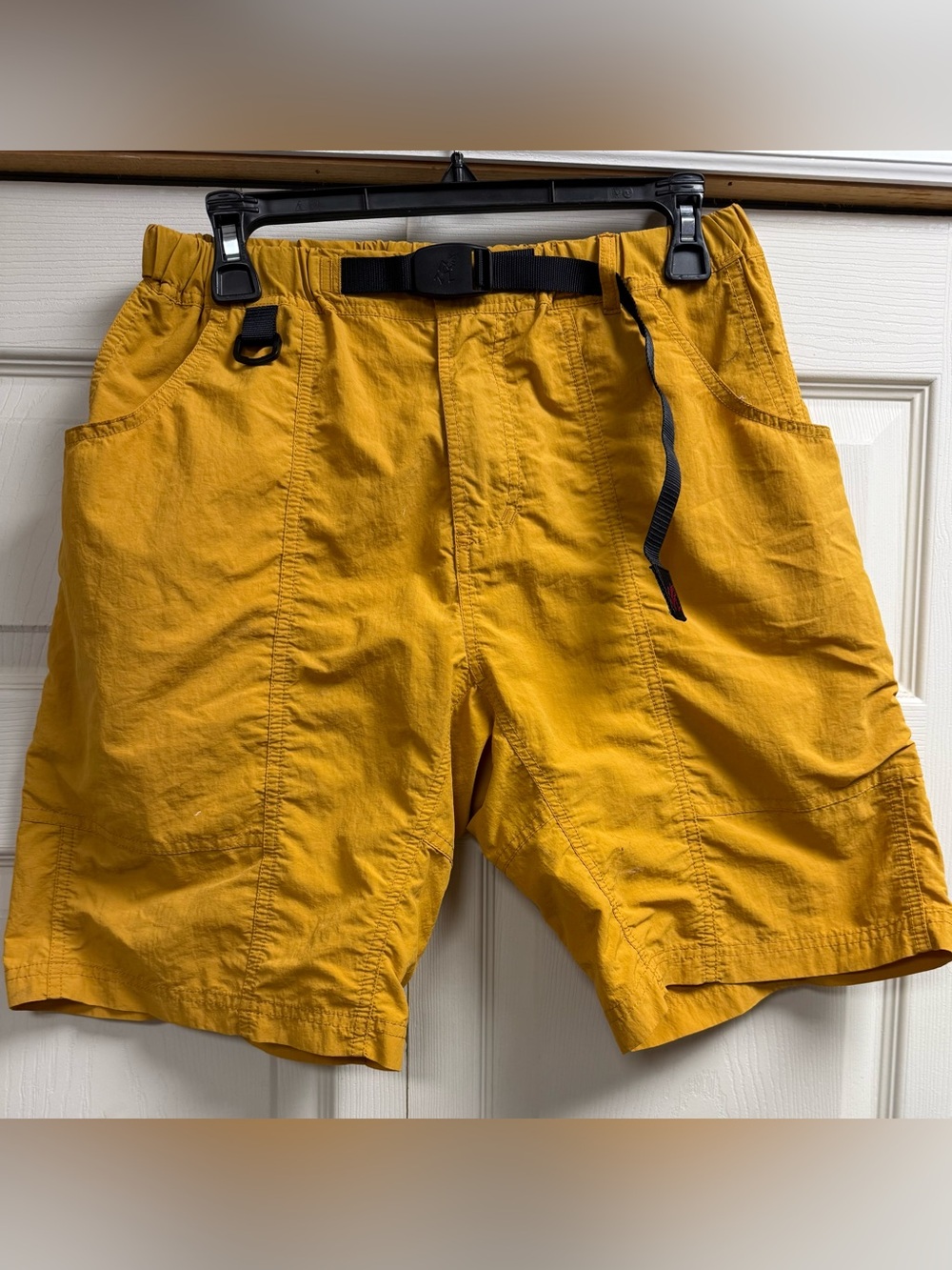Men's Gramicci Mustard Yellow Shell Gear Shorts with Belt Medium